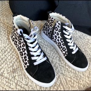 Everglades high top white leopard sneakers